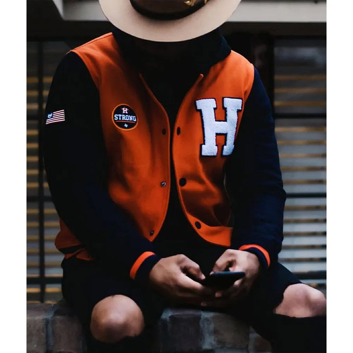 Front  View MLB Houston Astros Wool Jacket Men and Women: