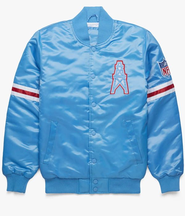 Houston Oilers Light Blue Satin Jacket
