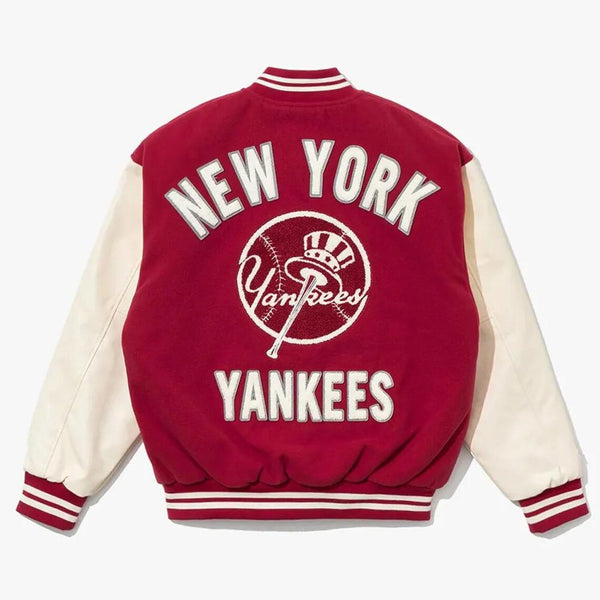 New York Yankees Dark Red Wool Full-Snap Varsity Jacket