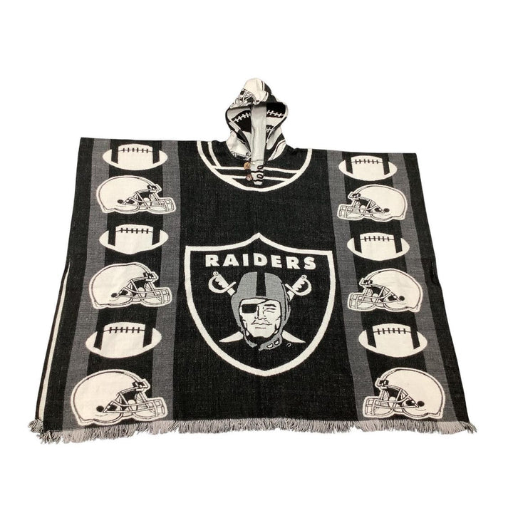 Blanket with Oakland Raiders logo and team colors on a white background