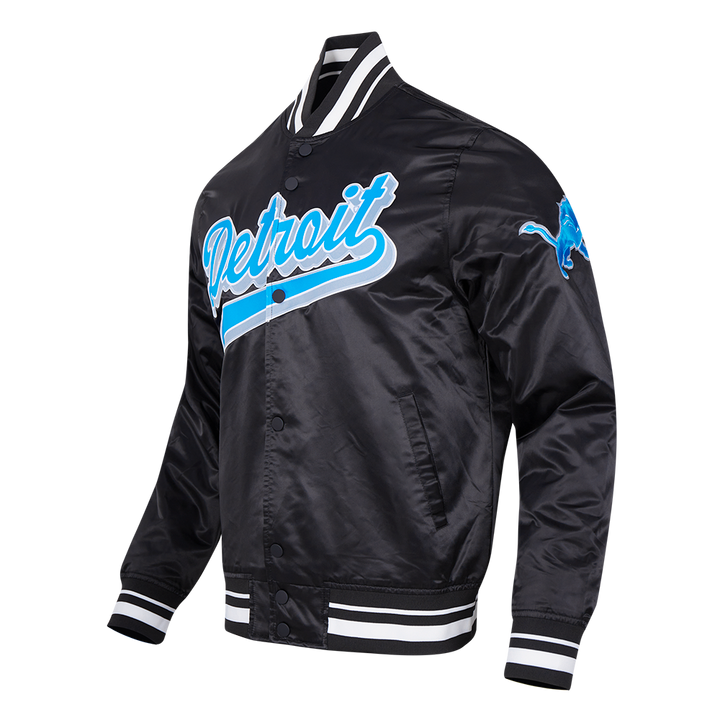 Detroit Lions Script Tail Satin Jacket
