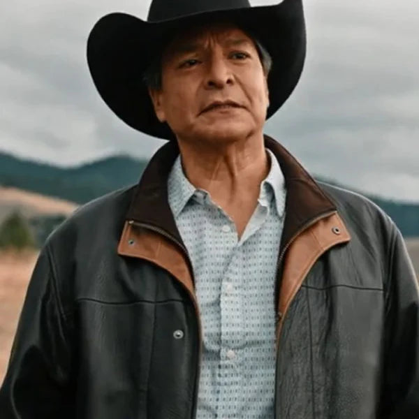 Thomas Rainwater leather jacket from Yellowstone Season 4 in USA