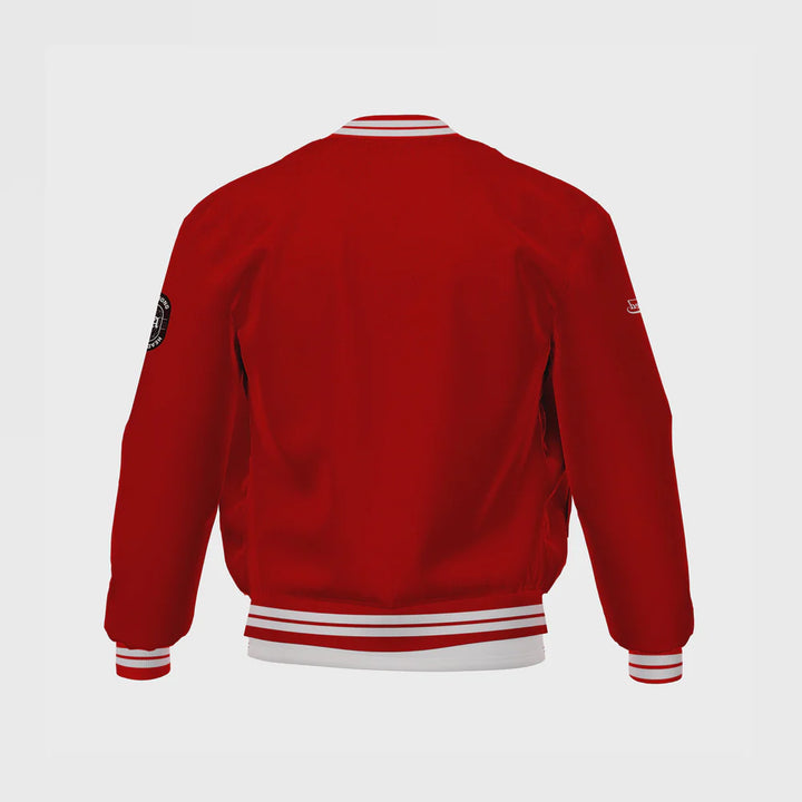 Red Satin Bomber Jacket for Men by TJS in United state market