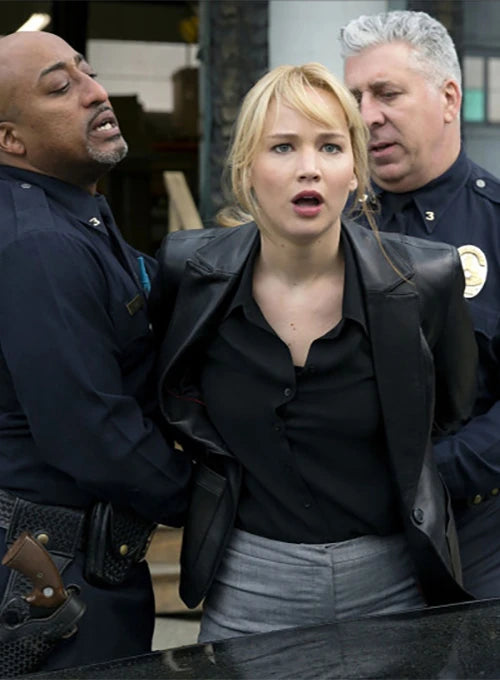 Jennifer Lawrence leather blazer from Joy movie in USA