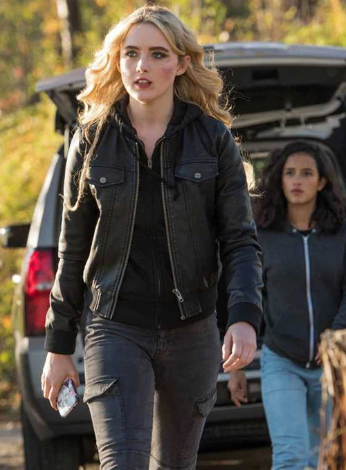 Kathryn Newton in Supernatural leather jacket in USA