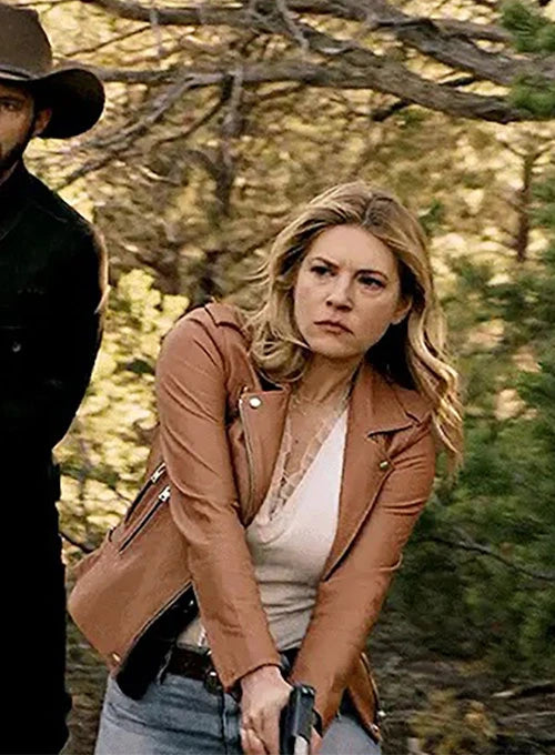 Big Sky Series Katheryn Winnick Outerwear in Brown Leather in American market