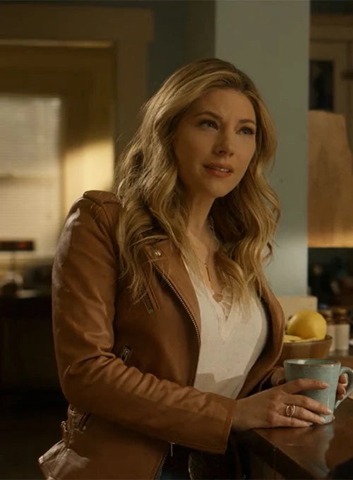 Katheryn Winnick's Brown Leather Jacket from Big Sky Series in USA market