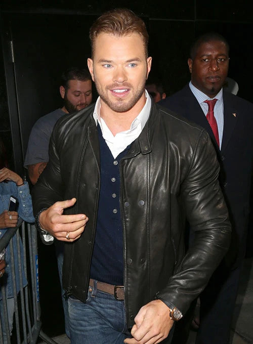 Sleek and Stylish: Kellan Lutz Leather Jacket in France style