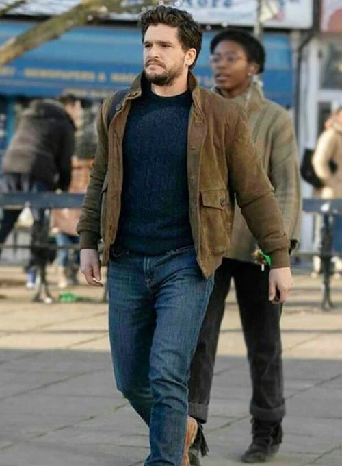 Stylish leather jacket worn by Kit Harington in Eternals