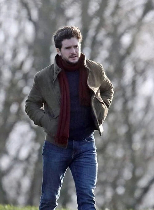 Elegant leather jacket reflecting Kit Harington's character style