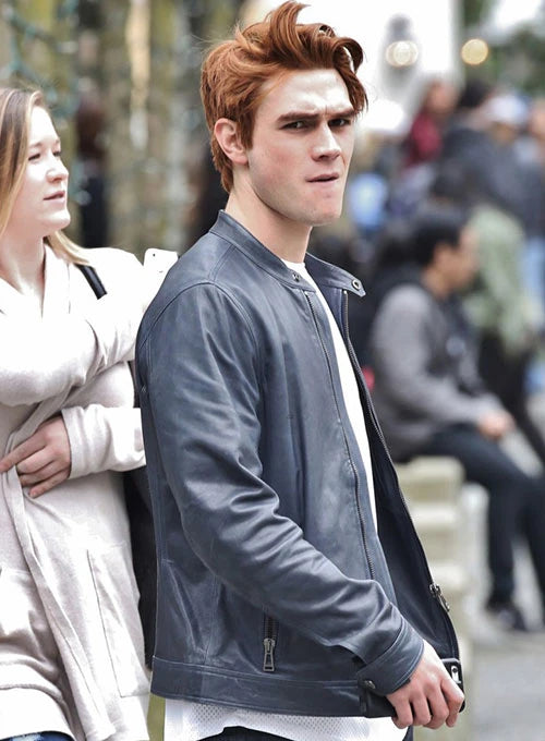 Sleek and Cool: KJ Apa Leather Jacket in American style