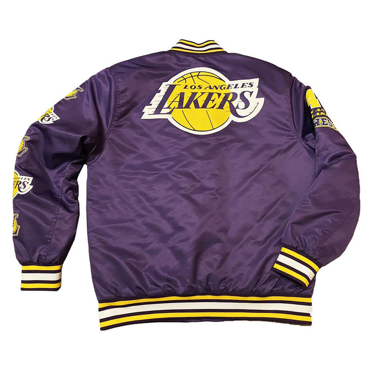 LA Lakers 48 West Purple Varsity Bomber Jacket Back View 
