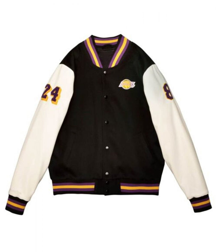 LA Lakers Black Mamba Hall of Fame Kobe Bryant Varsity Jacket Front View