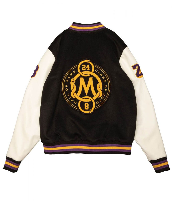 LA Lakers Black Mamba Hall of Fame Kobe Bryant Varsity Jacket Back View
