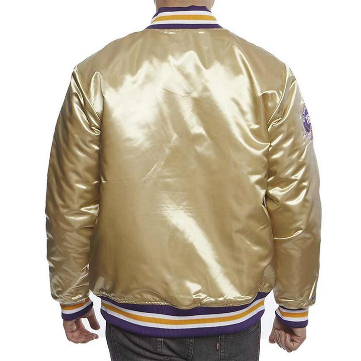 LA Lakers Championship Game Gold Satin Jacket Back View 