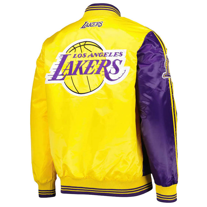 LA Lakers Fast Break Purple/Gold Satin Jacket Back View 