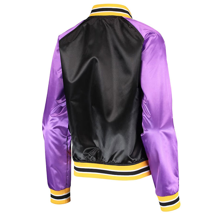 LA Lakers Hardwood Classics Raglan Satin Jacket Back View 