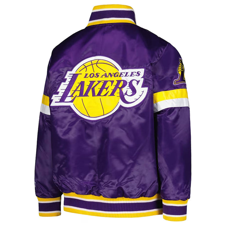 LA Lakers Home Game Purple Satin Jacket Back View 