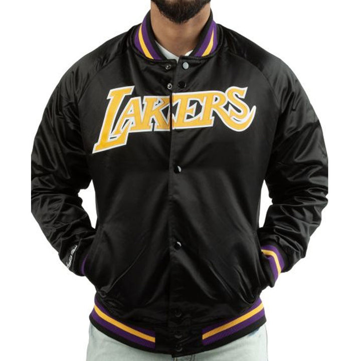 LA Lakers Lightweight Black Satin Jacket