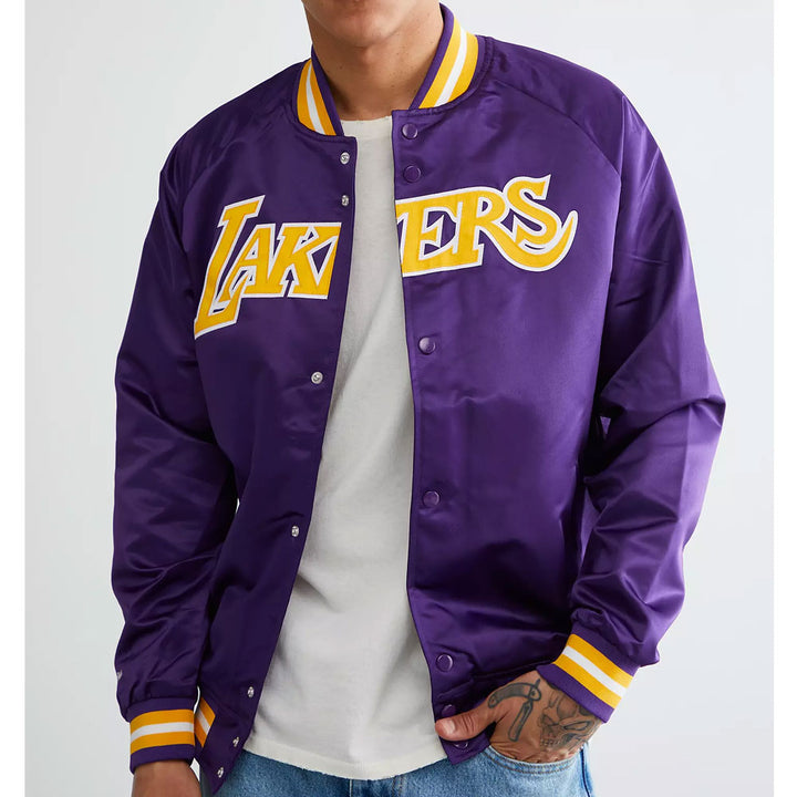 LA Lakers Lightweight Black Satin Jacket