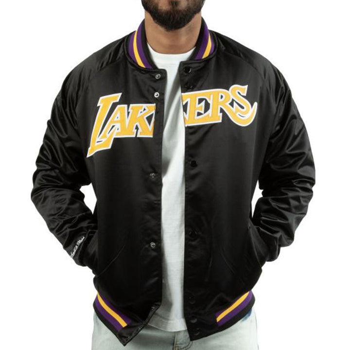 LA Lakers Lightweight Black Satin Jacket