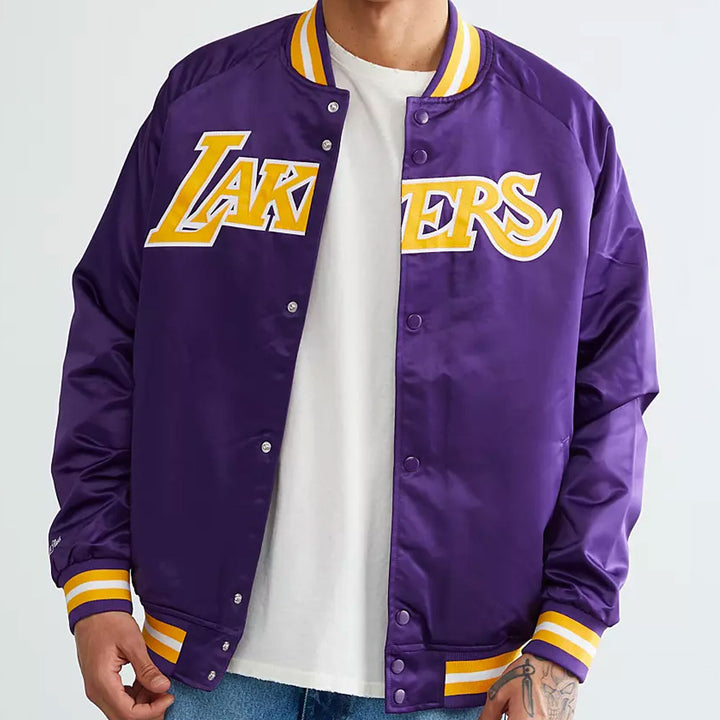 LA Lakers Lightweight Black Satin Jacket