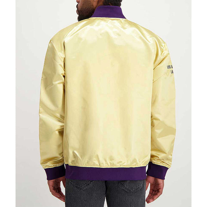 LA Lakers Lightweight Gold Satin  Jacket Back View