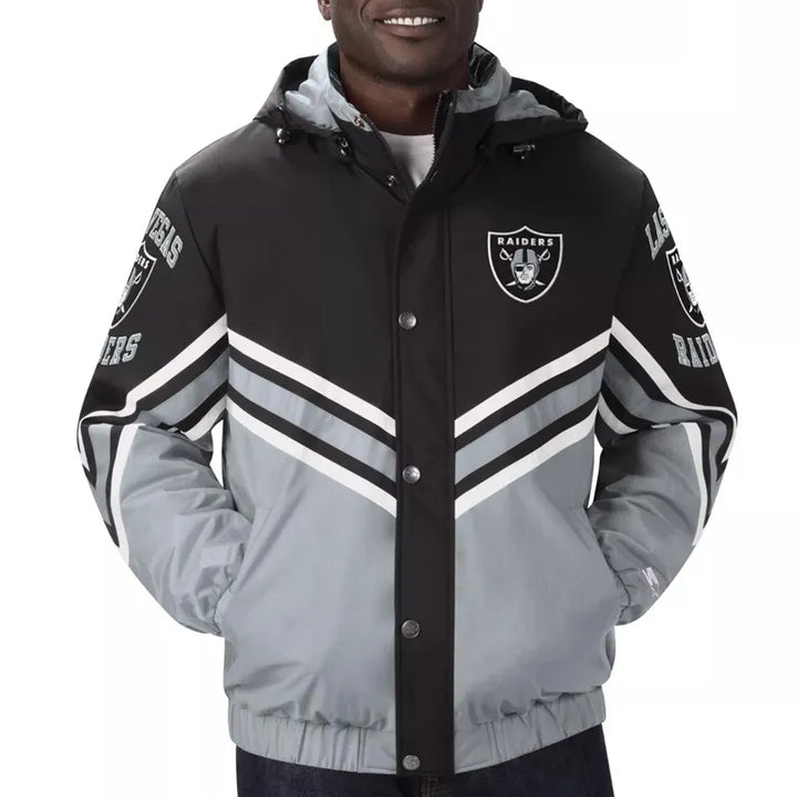 NFL Las Vegas Raiders hooded jacket front view in USA