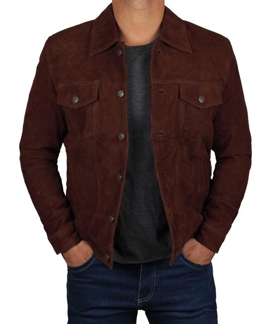 Fashionable men's suede outerwear in USA style