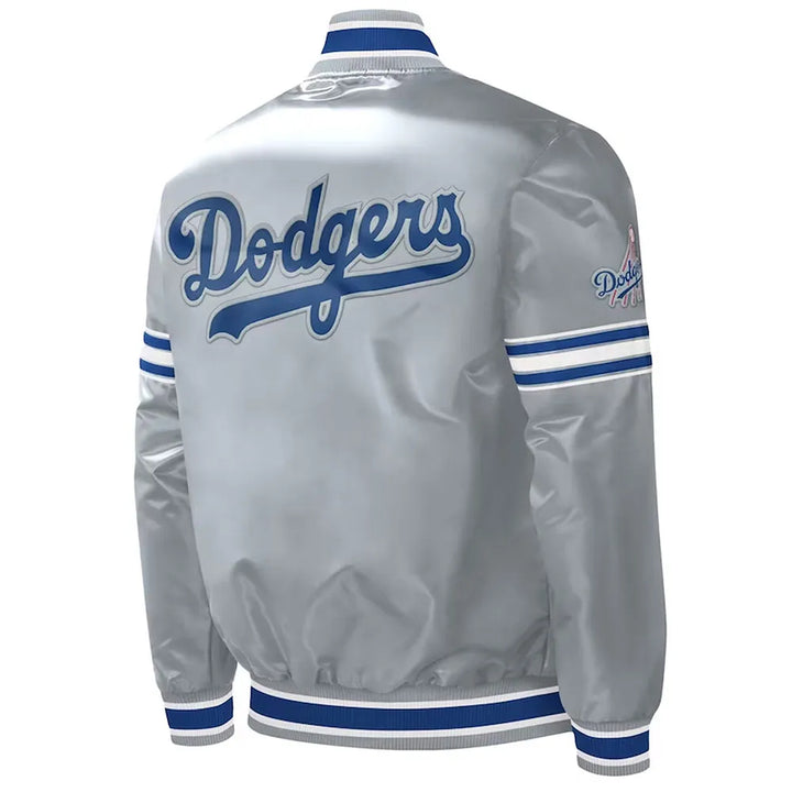 Gray satin Dodgers baseball jacket

