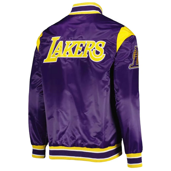 Back View NBA Los Angeles Lakers Force Play Purple Satin Jacket