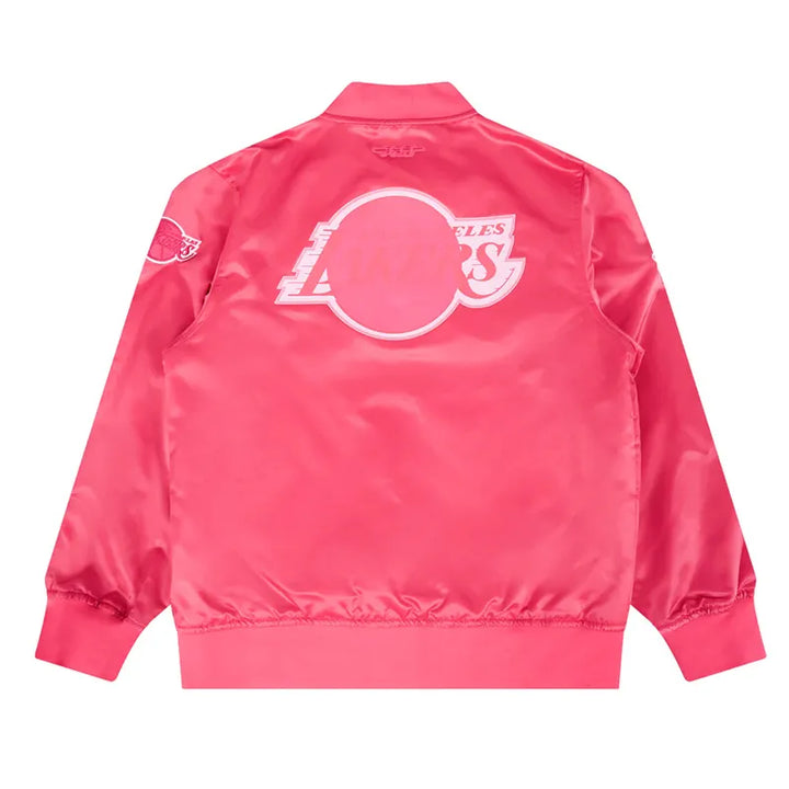 Back NBA Los Angeles Lakers Triple Pink Satin Jacket