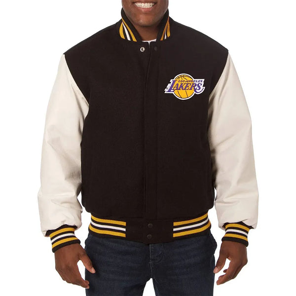 NBA Los Angeles Lakers Domestic Black and White Varsity Jacket