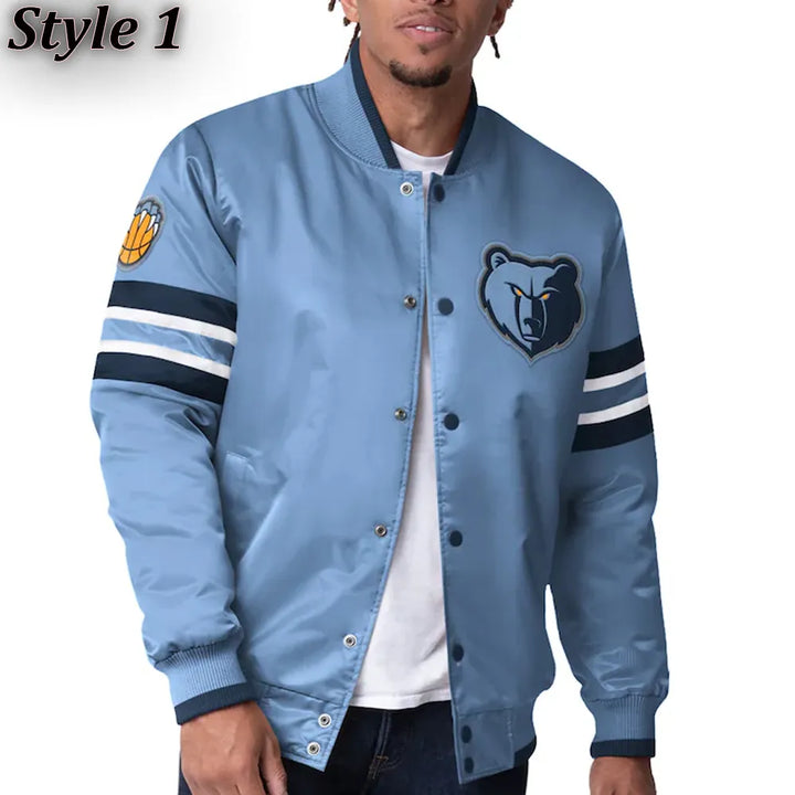 Front View NBA Memphis Grizzlies Satin Jacket Men and Women