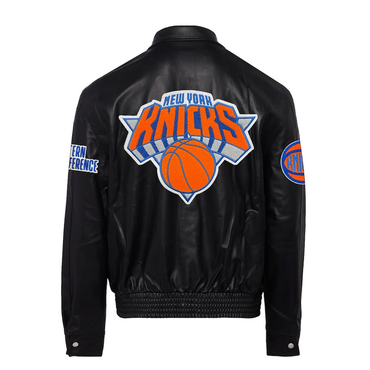 Stylish New York Knicks leather jacket by Jeff Hamilton in USA
