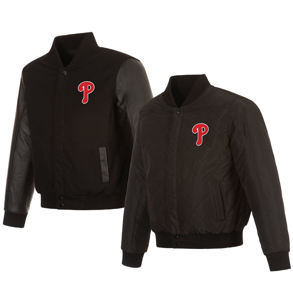 mlb philadelphia phillies reversible wool and leather jacket in USA