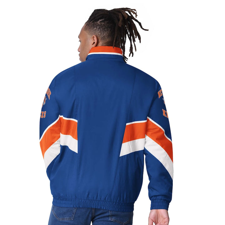 Back view New York Knicks Starter Captain Oxford Full-Zip Jacket