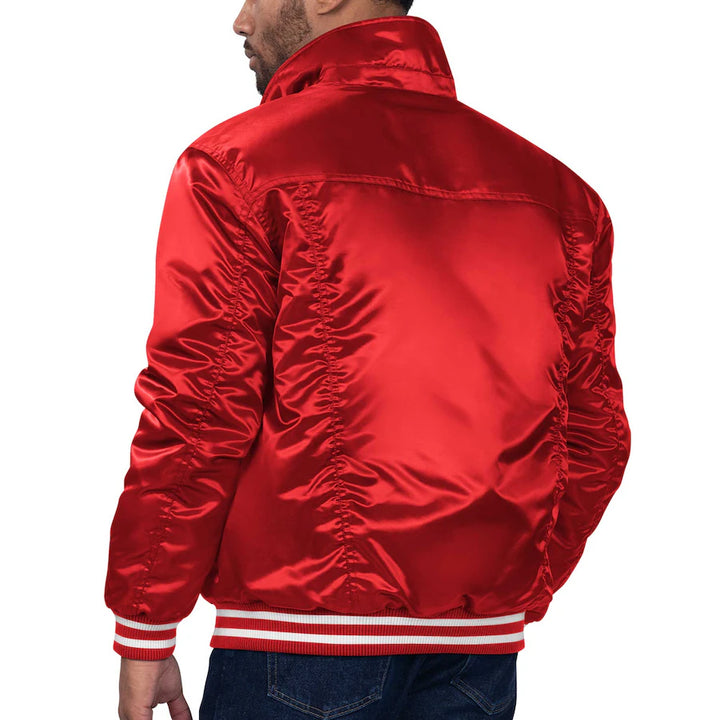 Back view NBA Chicago Bulls Silver Label Satin Trucker Jacket