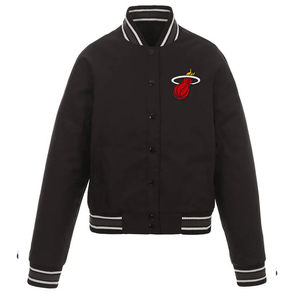 Front view NBA Miami Heat Poly-Twill Black Jacket