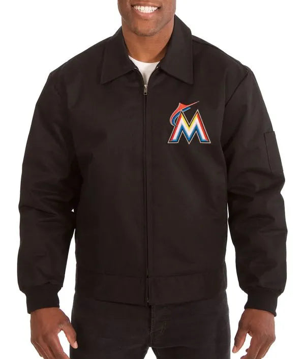 Miami Marlins black cotton workwear jacket in USA