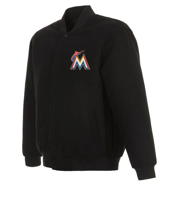 Miami Marlins varsity black wool bomber jacket in USA