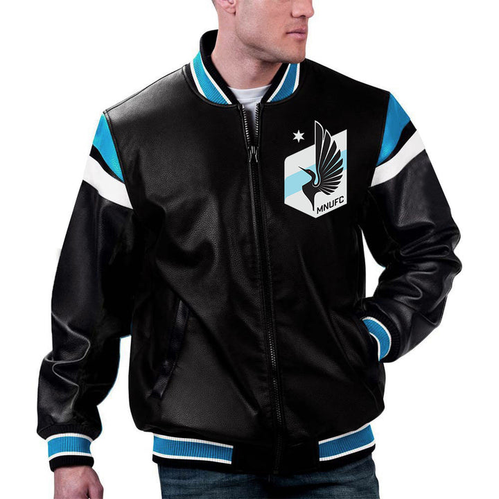 MLS Minnesota United FC leather jacket back view in American style