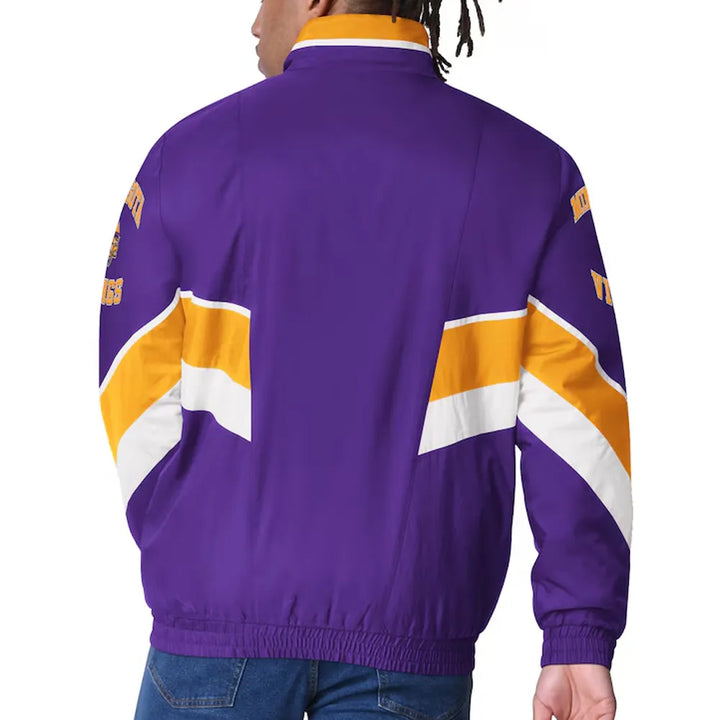 Vikings satin jacket with chest logo and zipper

