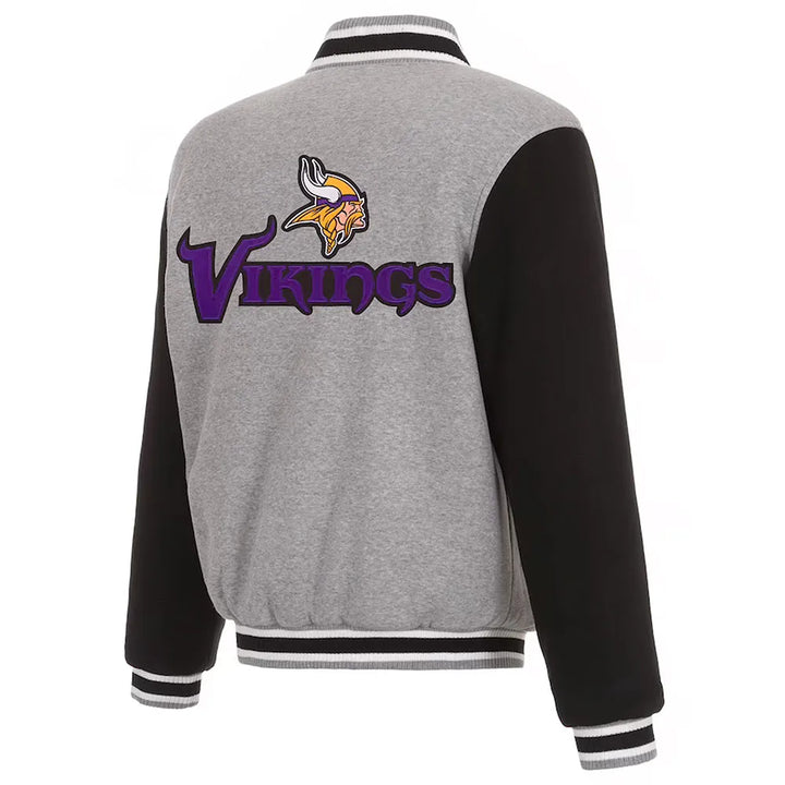 gray and black minnesota vikings fan jacket

