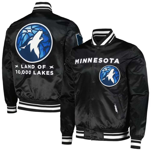 NBA Men's Minnesota Timberwolves Pro Standard Black City Edition Satin Jacket by TJS