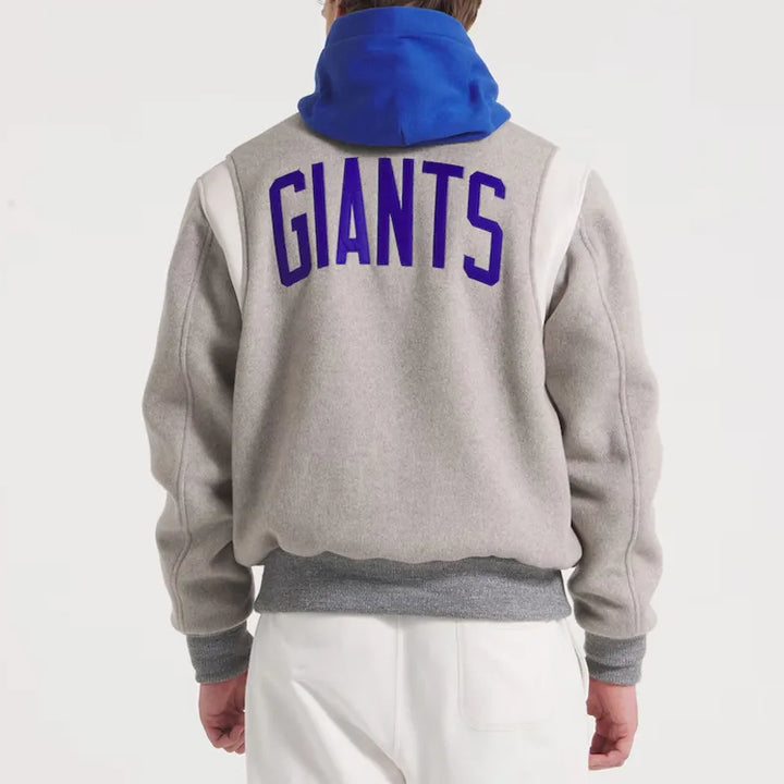 Gray sweatshirt with 'GIANTS' printed on the back, worn by a person against a white background in American Style