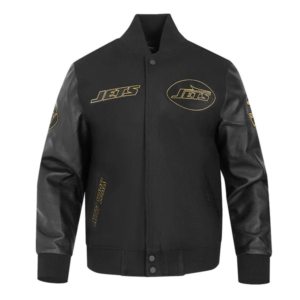 New York Jets full-zip varsity jacket front view

