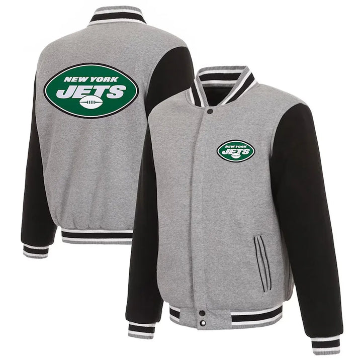 New York Jets gray and black varsity wool jacket

