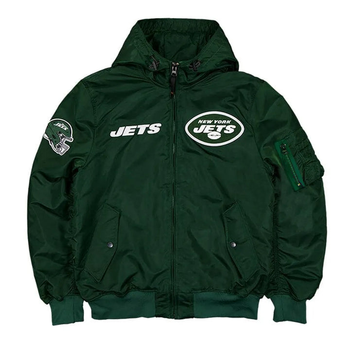 NY Jets Historic L-2B Hooded Bomber Jacket green

