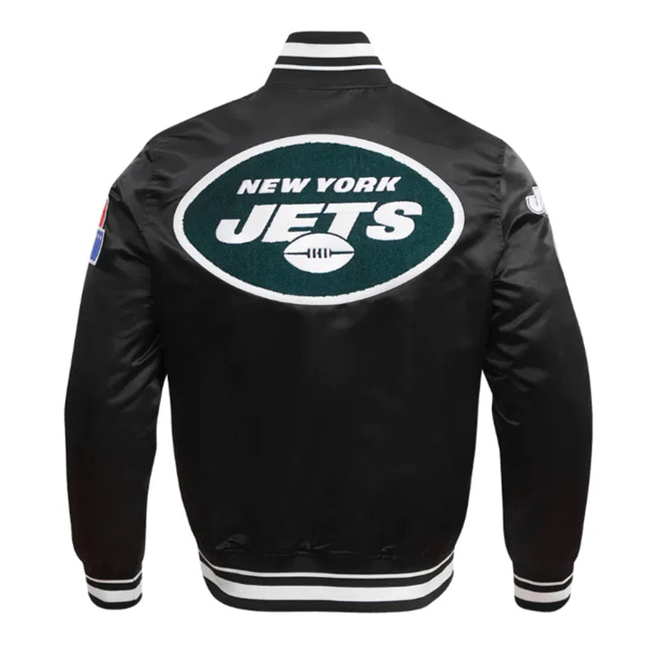 Glossy satin Jets jacket with team patches

